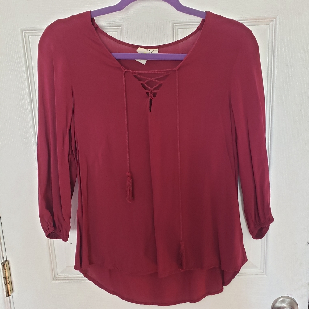 Burgundy 3/4 Sleeve Top | Neon Soul